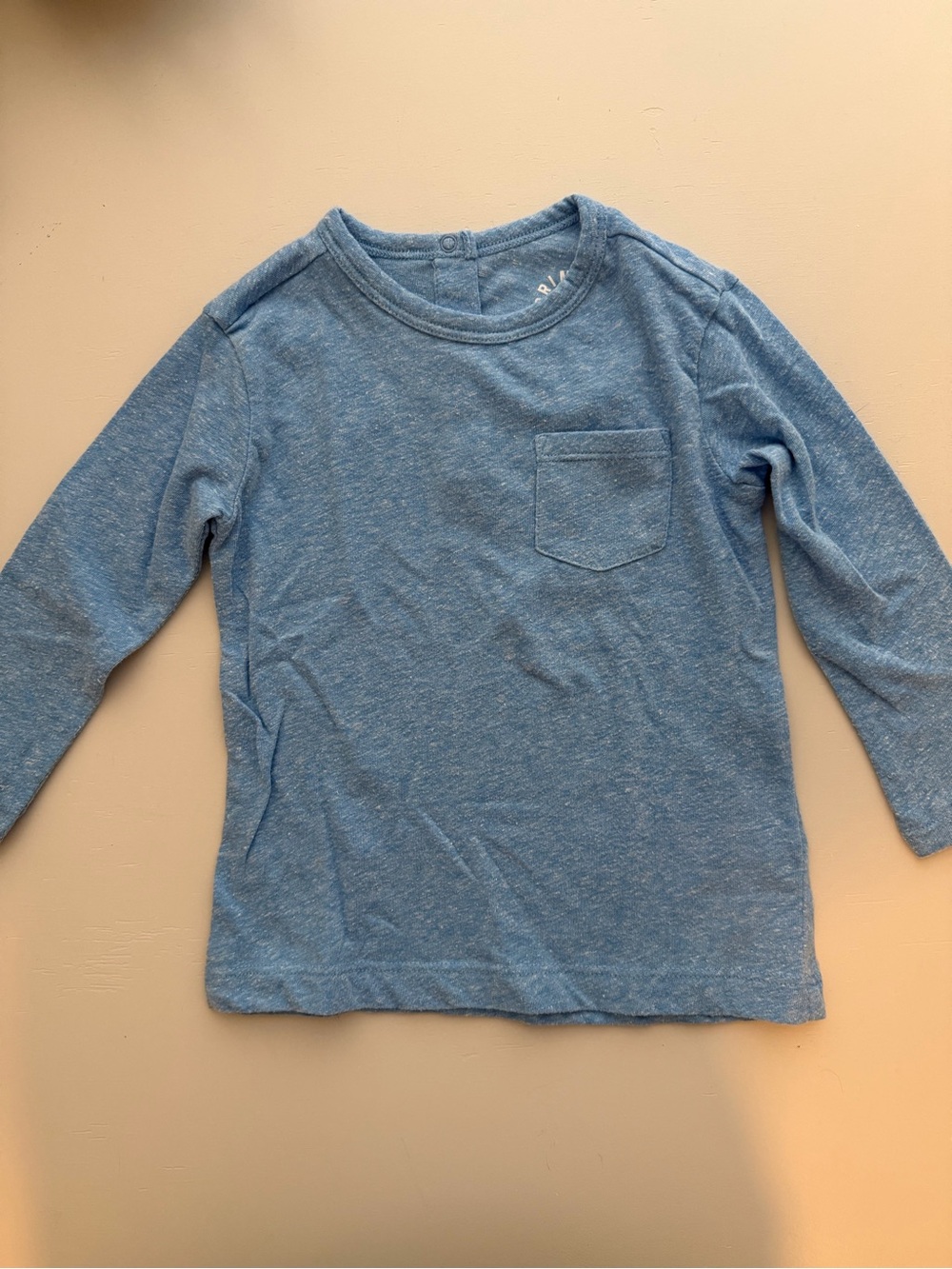 Primary Light Blue Long Sleeve Heathered Pocket Tee 18M